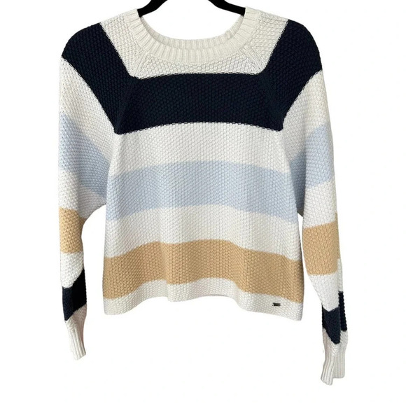 Hollister Women's Waffleknit Nautical Striped Knit Sweater Size Medium - Picture 1 of 8